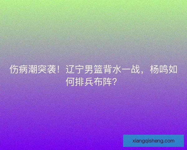 伤病潮突袭！辽宁男篮背水一战，杨鸣如何排兵布阵？