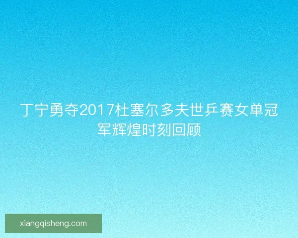 丁宁勇夺2017杜塞尔多夫世乒赛女单冠军辉煌时刻回顾