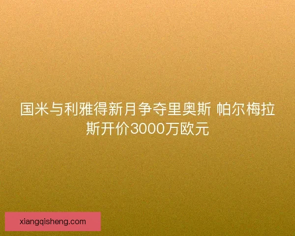 国米与利雅得新月争夺里奥斯 帕尔梅拉斯开价3000万欧元