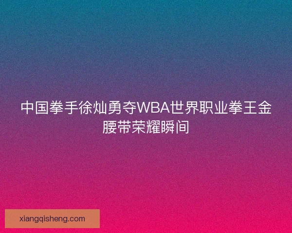 中国拳手徐灿勇夺WBA世界职业拳王金腰带荣耀瞬间
